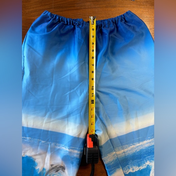 NWOT Urban Outfitters Jenna Printed Satin Pull-On Pants Medium Blue Multi - Picture 7 of 11